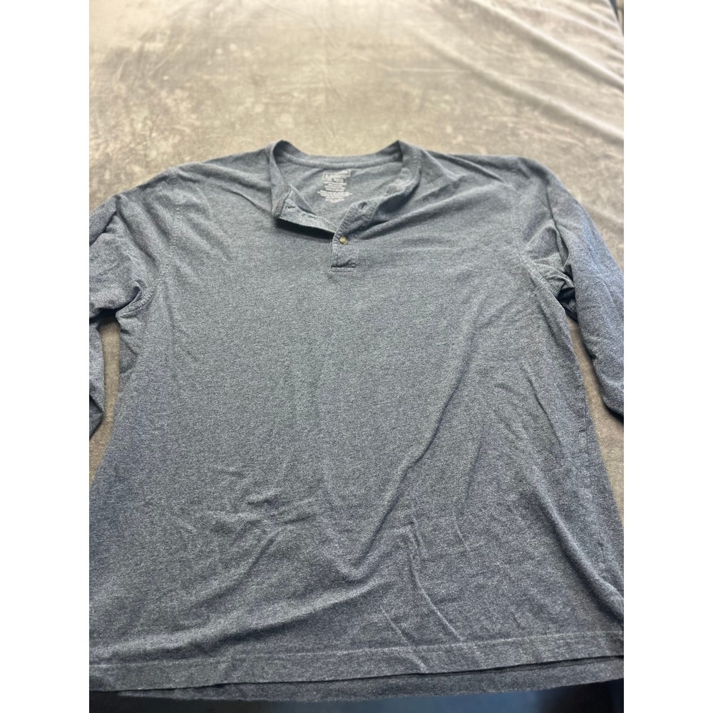 LL Bean Mens XL Regular Henley Shirt Long Sleeve Gray Cotton 228533 Traditional